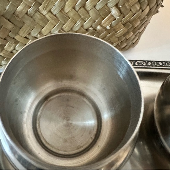 Vintage 1970’s Oneida 18/8 Stainless Steel Sugar & Creamer Set w Tray - Picture 3 of 13